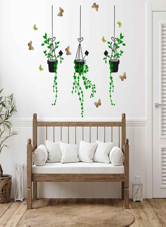 Wall Attraction ملصق جداري على شكل مزهريات زهور معلقة، مقاس 106×91 سم، رقم المنتج NBD49 - Image 2
